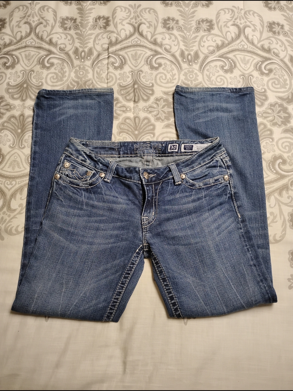 Miss Me Medium Blue Skinny Jeans with Faded Detailing